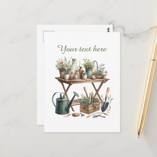 Niedliche Gartenliebhaber Postkarte (Vorderseite/Rückseite Beispiel)