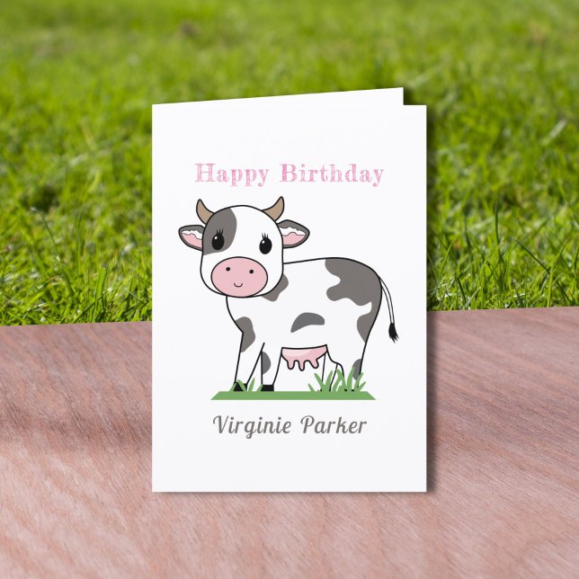 Niedliche Geburtskarte der Kuh Dankeskarte (Cute Cow Birthday Card )