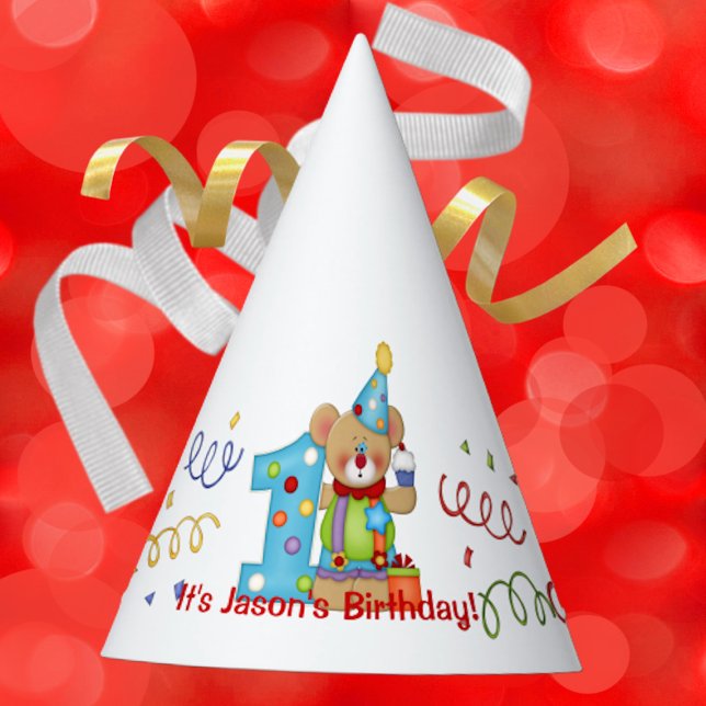 Niedliche Geburtstag Bärenalter 1 Partyhütchen (Von Creator hochgeladen)