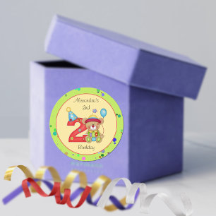 Niedliche Geburtstag Bärenalter 2 Runder Aufkleber