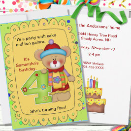 Niedliche Geburtstag Bärenalter 4 Einladung