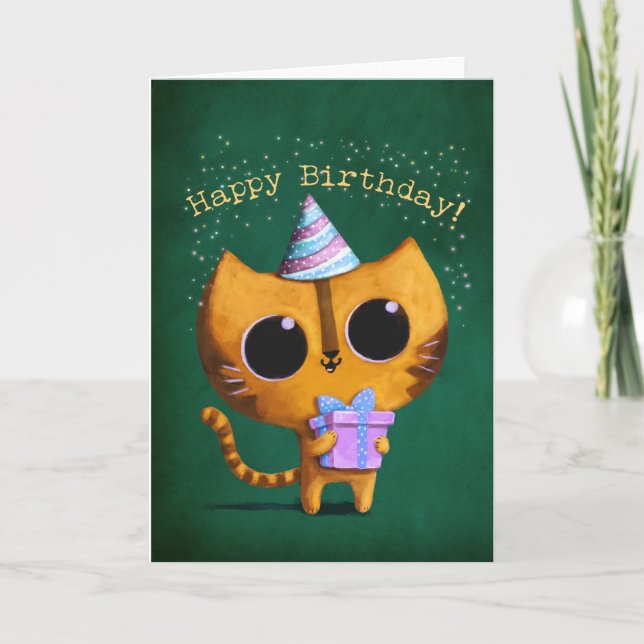 Niedliche Geburtstag Cat Karte (Vorderseite)