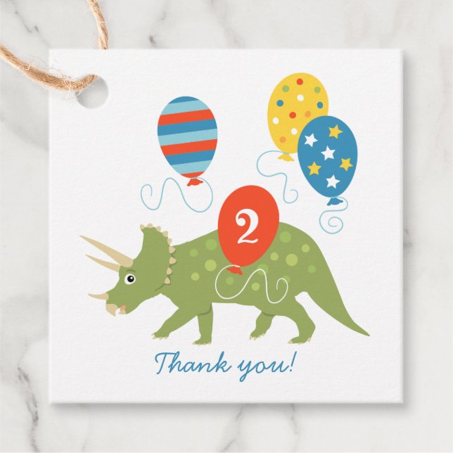 Niedliche Geburtstag Dinosaur Triceratops Individu Geschenkanhänger (Vorderseite)
