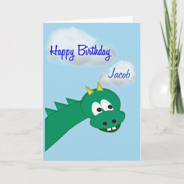 Niedliche Geburtstag Dragon, Individuelle Name Karte (Vorderseite)