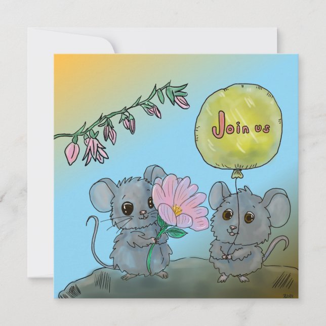 Niedliche Geburtstag Einladung (Vorderseite)