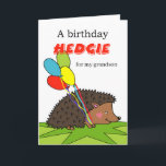 Niedliche Geburtstag für Grandson, Igel, Balloons Karte<br><div class="desc">Ein niedlicher Igel mit Geburtstagsballons steht für eine Geburtstagsfeier bereit. Geburtstagskarte für einen Enkel. Bleibe scharf und pass auf HedgeHUGS auf! Passen Sie das Cover und den Innen-Text so an,  wie Sie möchten,  bevor Sie auschecken. Art,  Bild und Vers Copyright © Shoaff Ballanger Studios.</div>