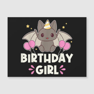 Niedliche Geburtstag Girl Bat Graphic Magnetkarte