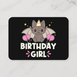 Niedliche Geburtstag Girl Bat Graphic Visitenkarte