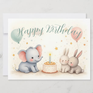 Niedliche Geburtstag Gruß mit Tierfreunden
