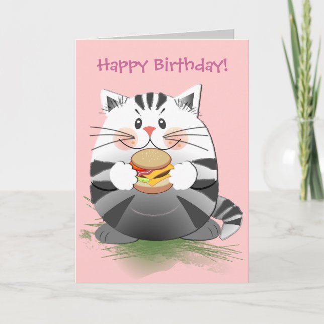 Niedliche Geburtstag-Karte "Hamburger Cat" Karte (Vorderseite)