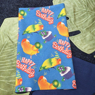 Niedliche Geburtstag Lovebird Party Papageien Geschirrtuch