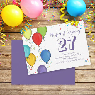 Niedliche Geburtstag Party Balloons Custom Einladung