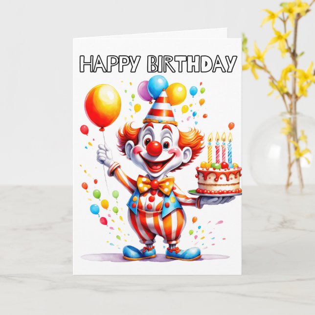 Niedliche Geburtstag Party Clown Karte (Gelbe Blume)