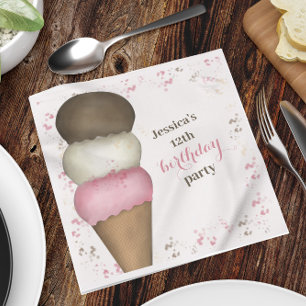 Niedliche Geburtstag Party Eiscreme Cone Custom Serviette