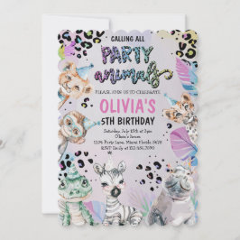 Niedliche Geburtstag Party Tiere Einladung