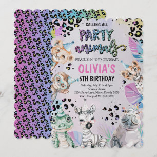 Niedliche Geburtstag Party Tiere Einladung