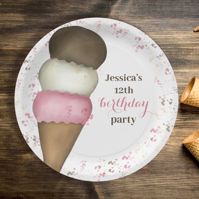 Niedliche Geburtstag Party Whimsical Ice Creme Con Pappteller (Von Creator hochgeladen)