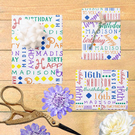 Niedliche Geburtstag Rainbow Jegliches Alter Kinde Geschenkpapier Set