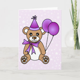 niedliche Geburtstag Teddy Bear - Lila Karte