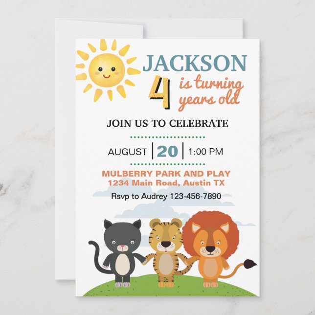 Niedliche Geburtstagspartei Einladung (Vorderseite)