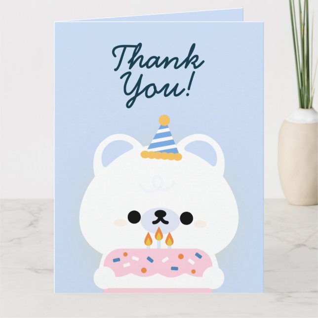 Niedliche Geburtstagsparty Dankeskarte (Vorderseite)