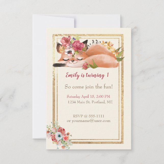 Niedliche Geburtstagsparty Einladung (Vorderseite)