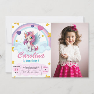 Niedliche Geburtstagsparty von Unicorn Einladung
