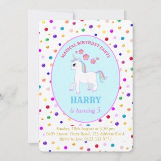 Niedliche Geburtstagsparty von Unicorn Einladung