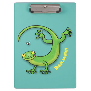 Niedliche Gecko-Eidechse mit Bug-Cartoon Klemmbrett