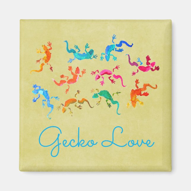 Niedliche Gecko-Eidechsenzeichnung Magnet (Vorne)