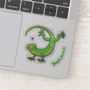 Niedliche Geckogrün-Grüße mit Bug-Cartoon Aufkleber