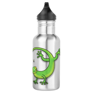 Niedliche Geckogrün-Grüße mit Bug-Cartoon Edelstahlflasche