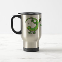 Niedliche Geckogrün-Grüße mit Bug-Cartoon