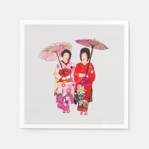 Niedliche Geisha-Kunstgegenstände Serviette
