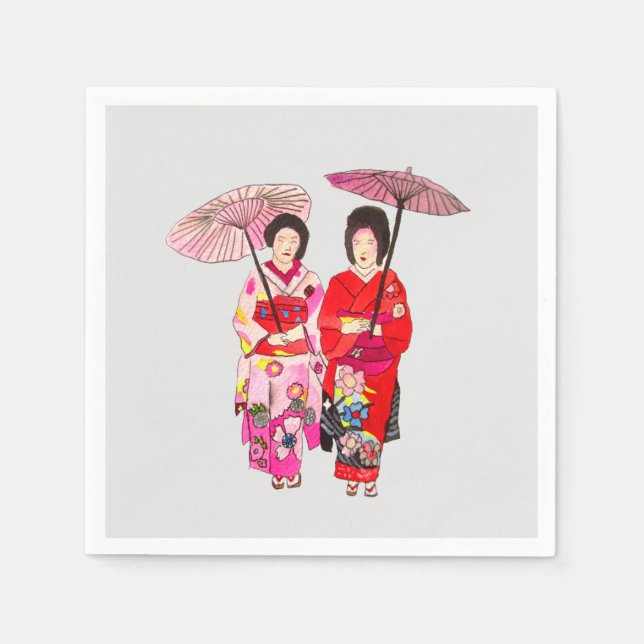 Niedliche Geisha-Kunstgegenstände Serviette (Vorderseite)
