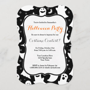 Niedliche Geist-Halloween-Party-Einladung Einladung
