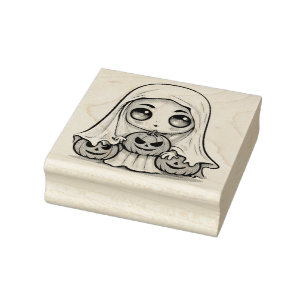 Niedliche Geist- und Jack-o-Signalleuchten Gummistempel