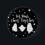 Niedliche Geister | Ihr Blatt zusammenstellen | Ha Button<br><div class="desc">Halloween-Button mit drei niedlichen Geistern,  die dir sagen,  dass du dein Blatt zusammenbringen sollst.</div>