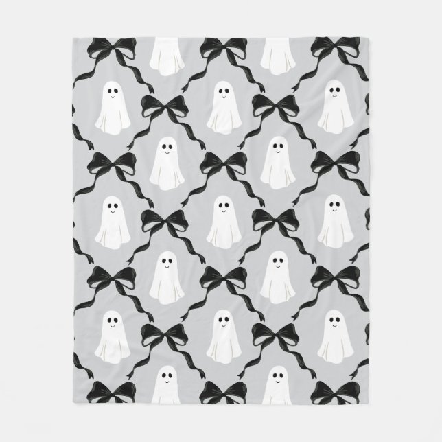 Niedliche Geister mit Coquette Black Bows Hallowee Fleecedecke (Vorderseite)