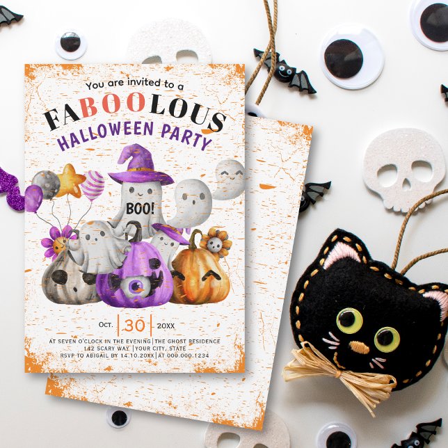 Niedliche Geister und Kürbis BOO-Halloween-Party Einladung (Von Creator hochgeladen)