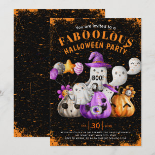 Niedliche Geister und Kürbis BOO Halloween-Party s Einladung