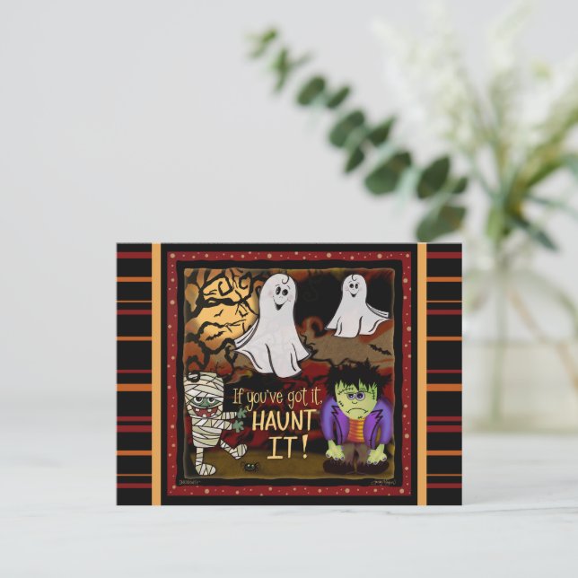 Niedliche Geister und Monster Spooky Halloween Postkarte (Stehend Vorderseite)