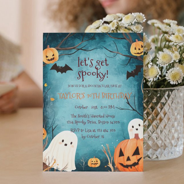 Niedliche Geister und Pumpkins Halloween Geburtsta Einladung (Von Creator hochgeladen)