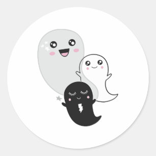 niedliche Geisterhalloween kawaii Runder Aufkleber
