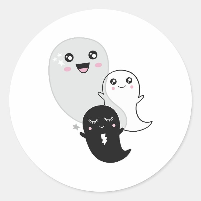 niedliche Geisterhalloween kawaii Runder Aufkleber (Vorderseite)