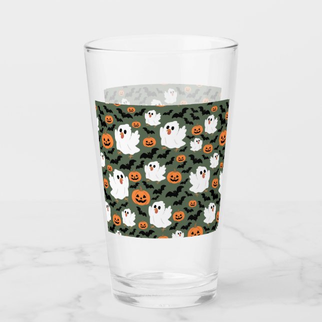 Niedliche Geisterhühner mit Pumpkins und Fledermäu Glas (Vorderseite)