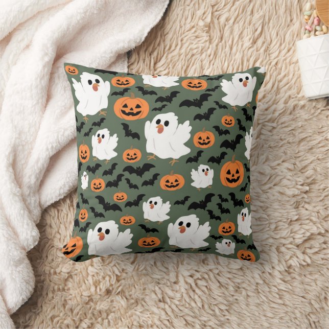 Niedliche Geisterhühner mit Pumpkins und Fledermäu Kissen (Decke)