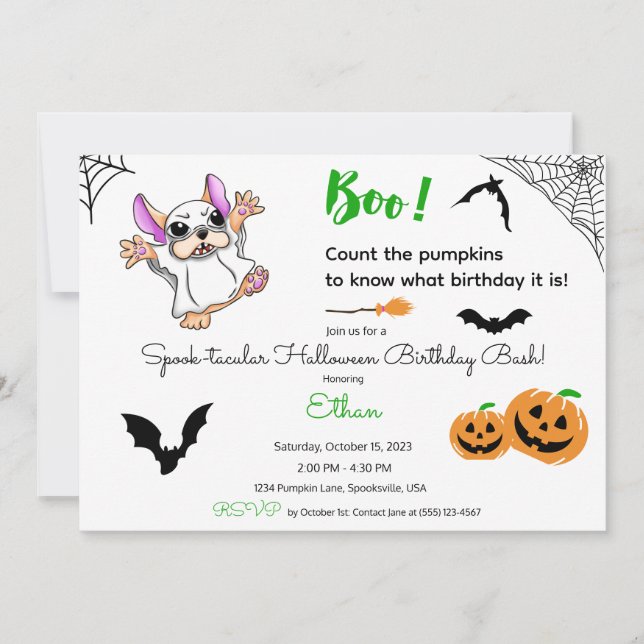 Niedliche Geisterkürbis Halloween 2. Geburtstag Einladung (Vorderseite)