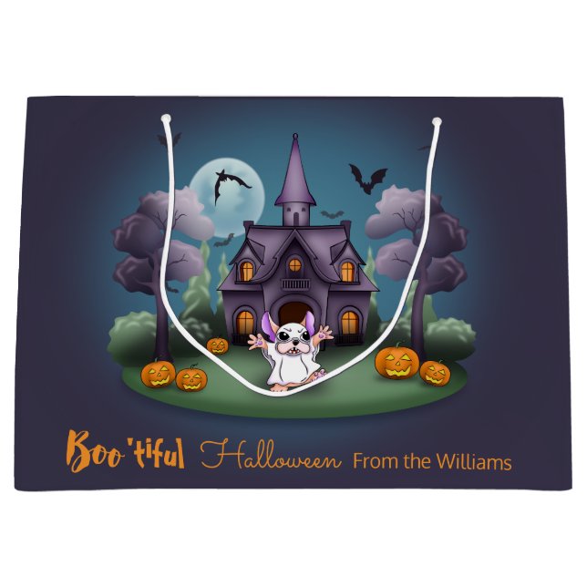 Niedliche Geisterkürbis Spuk HausHalloween Große Geschenktüte (Vorderseite)