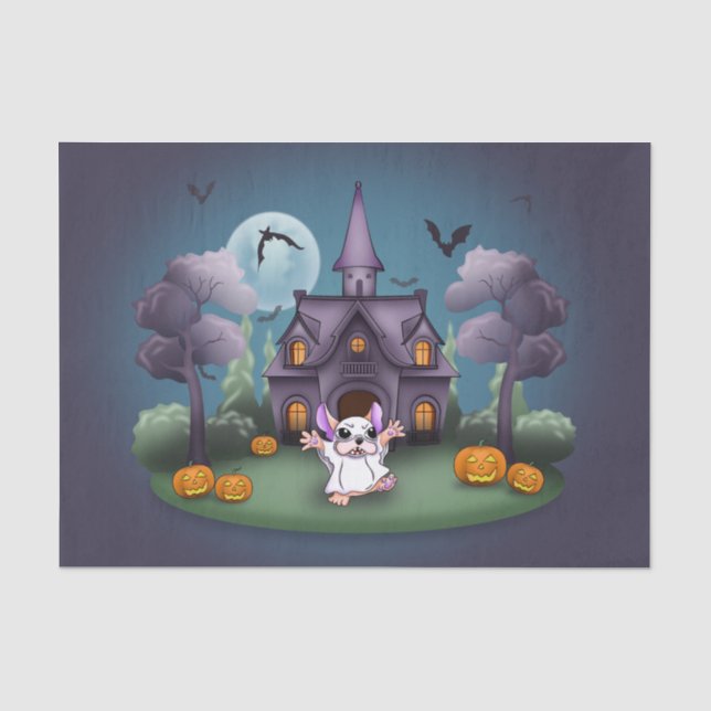 Niedliche Geisterkürbis Spuk HausHalloween Seidenpapier (Vorderseite)